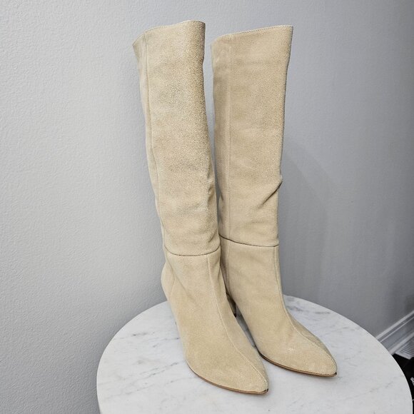 Shoes - Knee-high Pull-on Boots in Suede